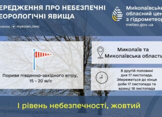 Николаевщина в «желтой» зоне опасности: ожидается мощный ветер